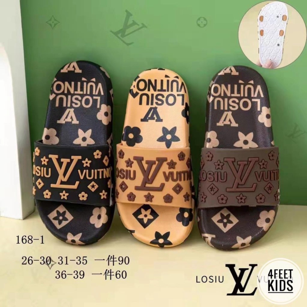 ⚡️% ẢNH THẬT⚡️ Dép lê trẻ con Lousin với hoa văn LV bạn dạng 3 màu 2022 vô cùng ăn chơi sành điệu cho bé trai từ 5-12