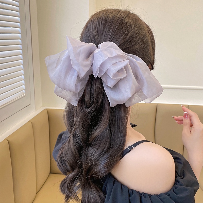 Kẹp Tóc Hình Nơ Bằng Lưới Cỡ Lớn Thời Trang Hàn Quốc Xinh Xắn