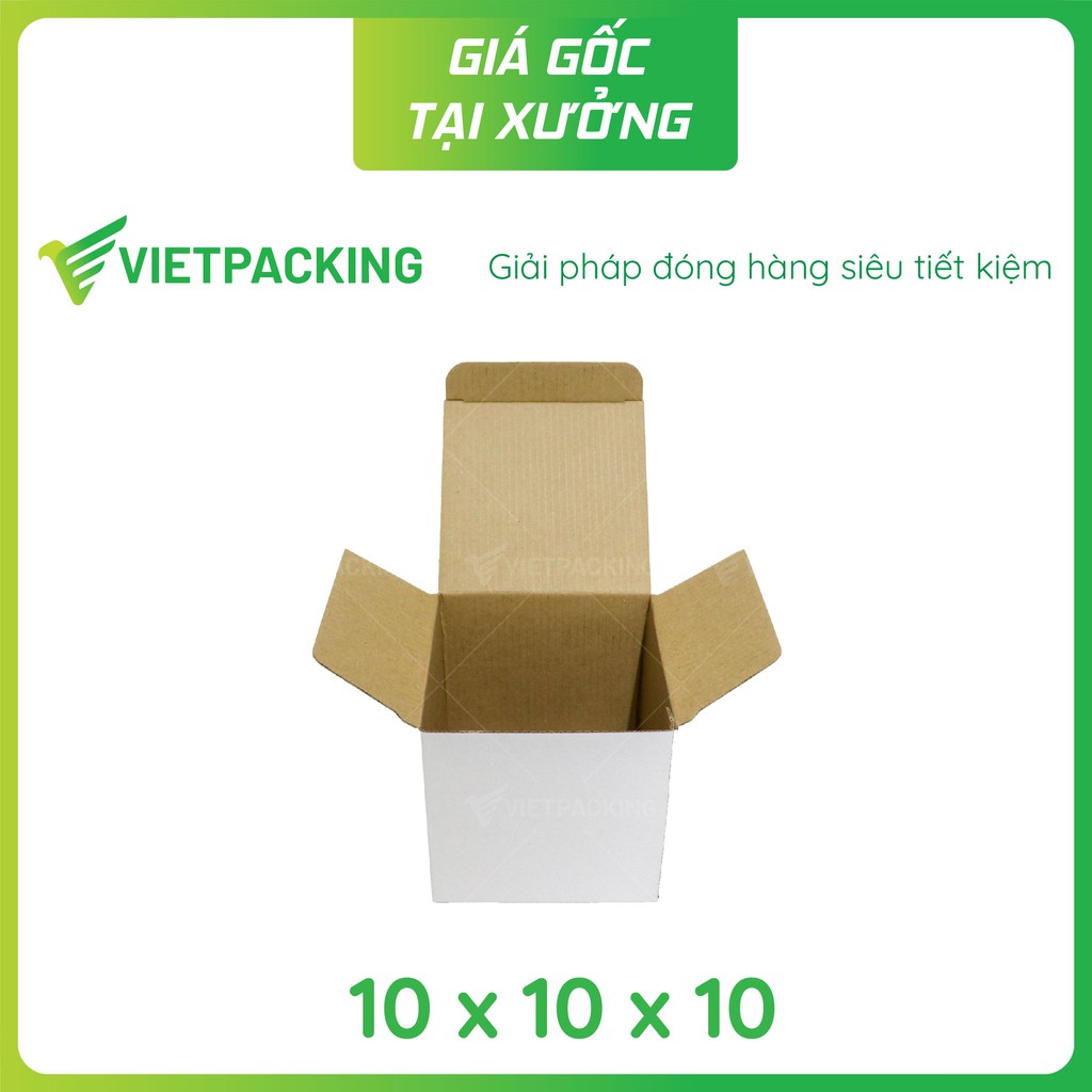 10x10x10 - 50 hộp carton gài 1 đầu vuông màu trắng V038