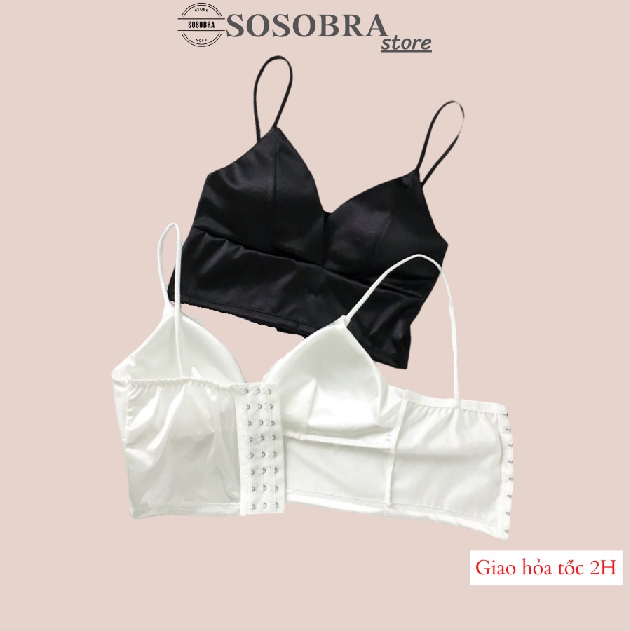 Áo Bra 2 Dây Nữ Chất Lụa Satin Phi Lụa Bóng Mềm Mịn Mặc Cực Thoải Mái 2D04