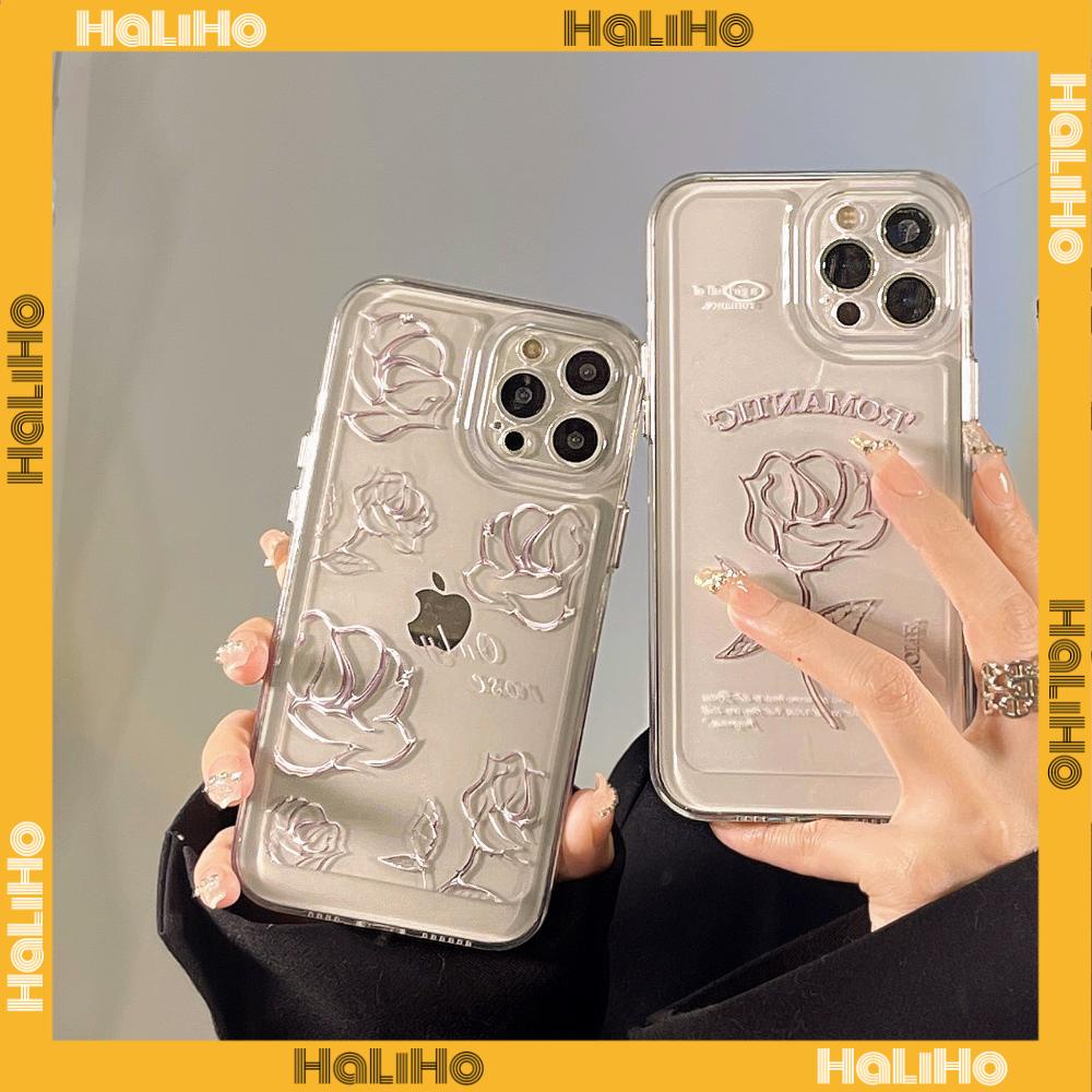 iPhone Case Clear Case Soft Thick TPU Shockproof Super Transparent Protection Camera Plating Button Line Luxury Rose For iPhone 13 Pro Max iPhone 12 Pro Max iPhone 11 iPhone 7Plus