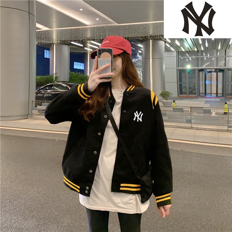 Áo Khoác Bóng Chày MLB Yankees 100% Lót Nhung Dày Dặn Giữ Ấm Dễ Phối Đồ Cho Nữ