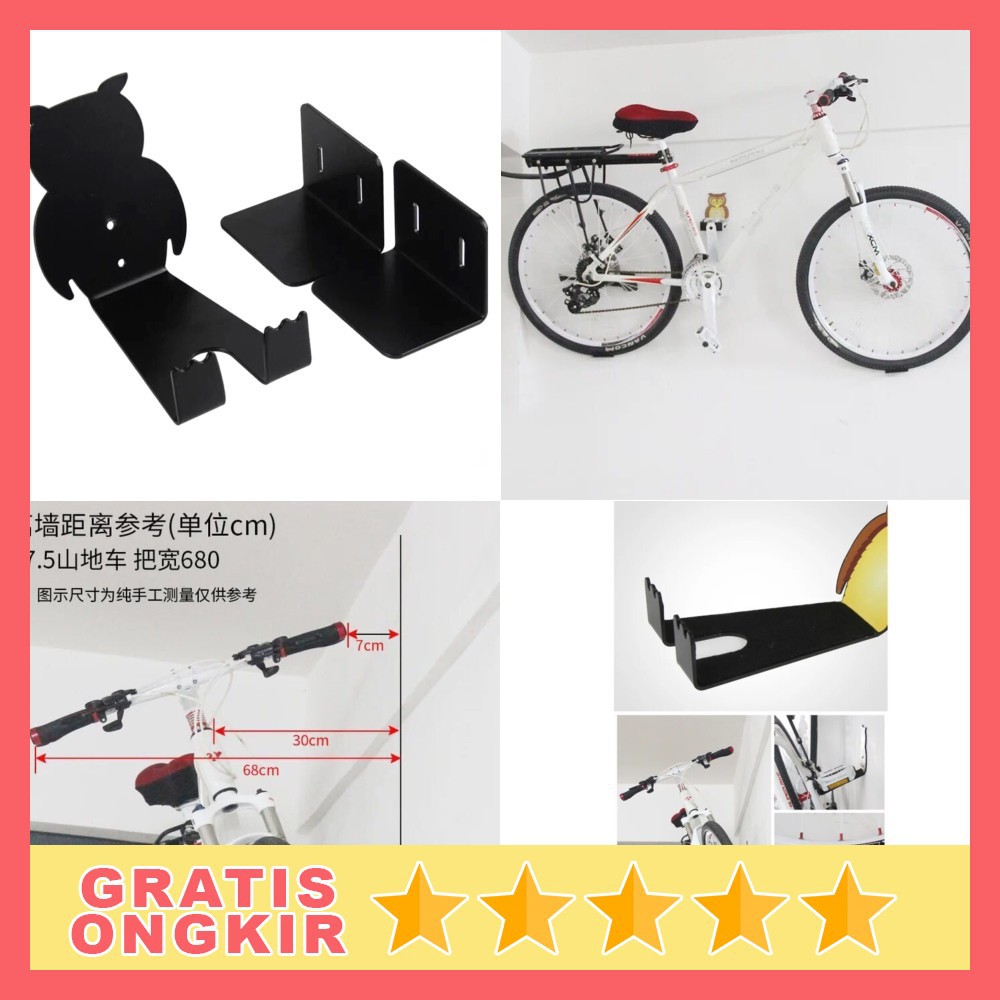 Móc treo xe đạp gắn tường hình cú mèo màu đen SR-BMH1011