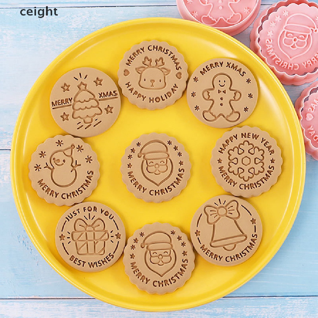 Set 8 Khuôn Nhựa Làm Bánh Quy Chủ Đề Giáng Sinh