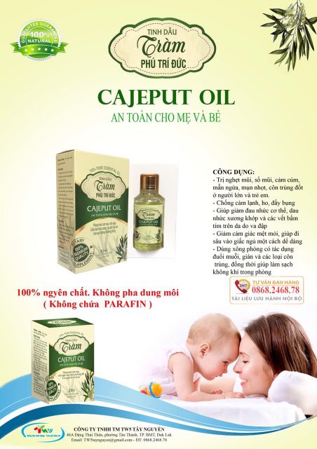 (Cam Kết Thiên Nhiên)_ dầu Tràm Cajeput Oil với tinh chất tràm thiên nhiên an toàn cho trẻ sơ sinh!