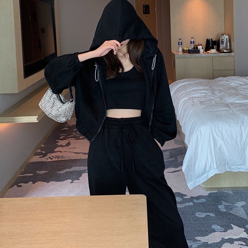 [HTSHOP]-Set bộ đồ thể thao nữ 3 chị tiết bassic phong cách HQ