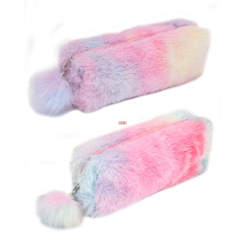 Seng Túi Đựng Bút / Mỹ Phẩm Bằng Vải Lông Nhung Nhiều Màu Dễ Thương Cho Bạn Gái Bestie Sister Gi