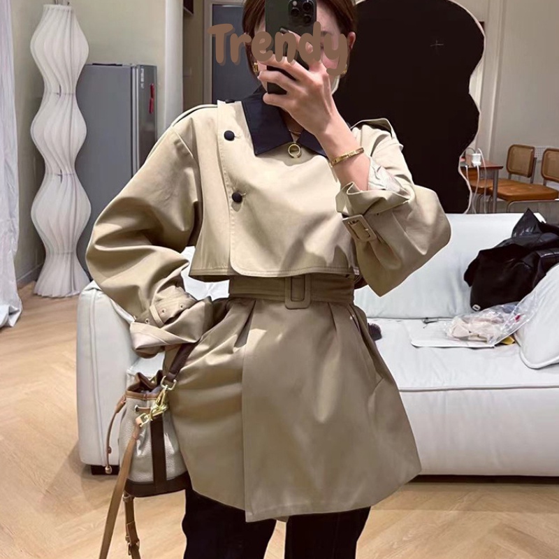 Áo mangto ngắn, áo khoác măng tô ngắn cổ Vest chất liệu Kaki dành cho nữ full size (ORDER TAOBAO) A02