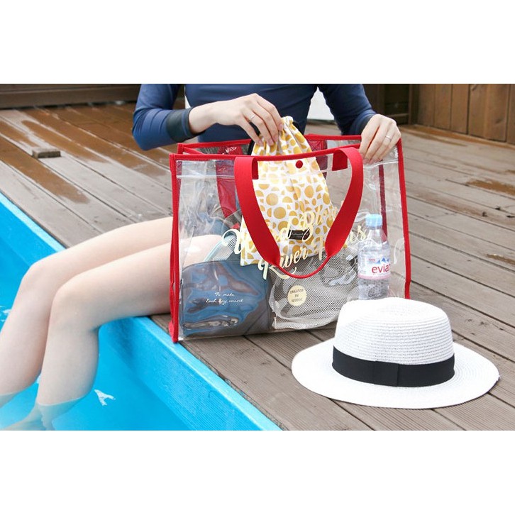 Túi xách nữ trong suốt tiện lợi đi biển, đi bơi thời trang Hàn Quốc