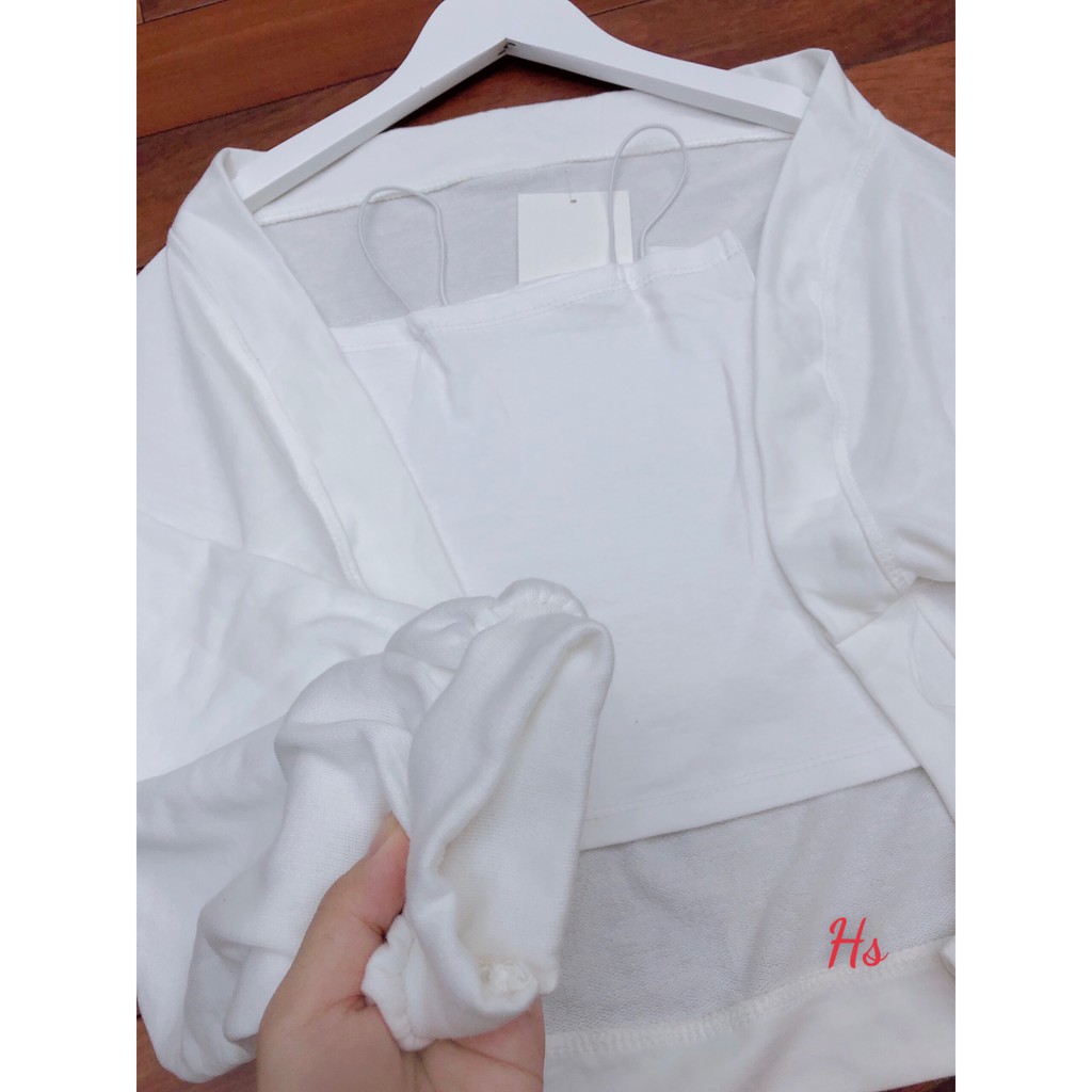 SET ÁO KHOÁC TAY BỒNG KÈM QUÂY TRẮNG