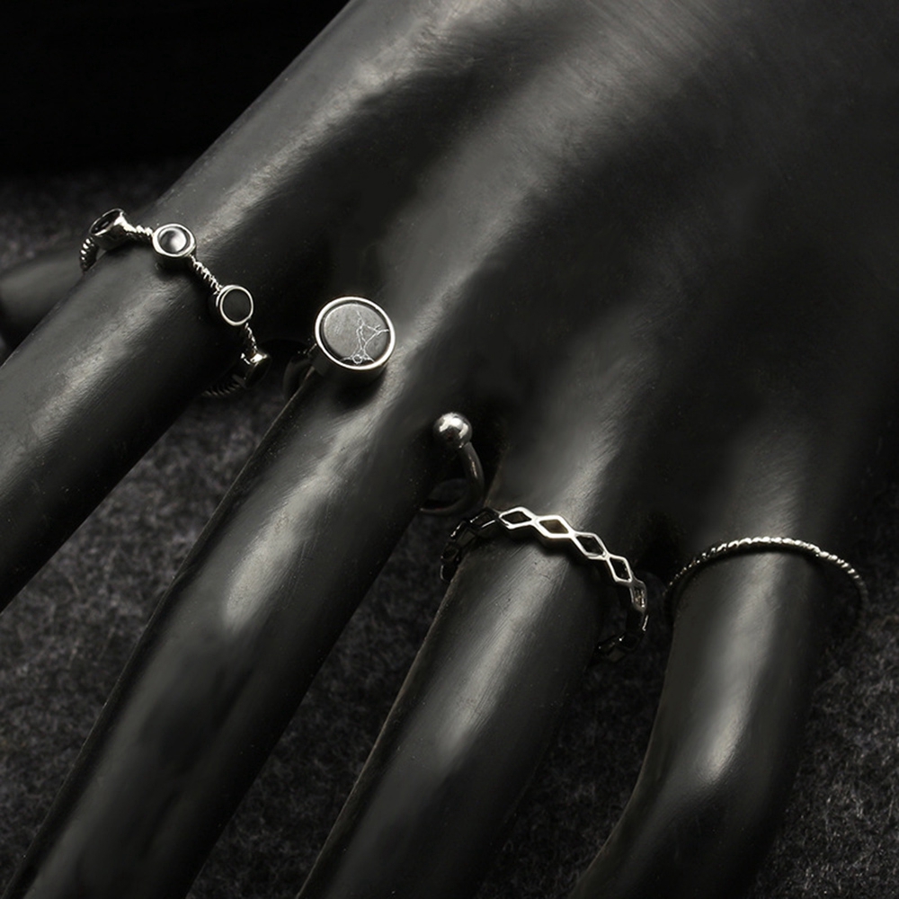 Set 4 nhẫn đính hạt sành điệu dạng hở