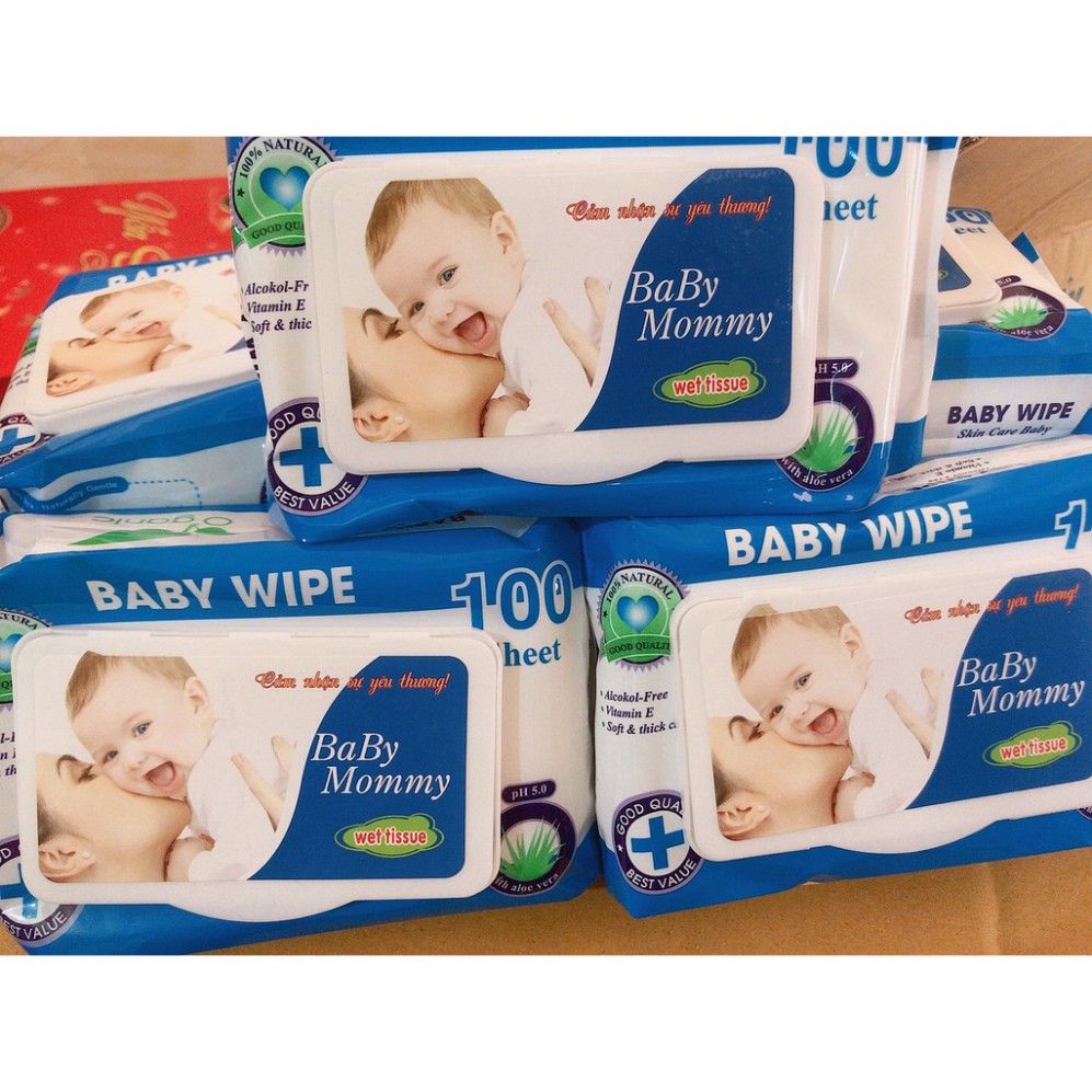 [Hoangminh]  [Mã FMCG8 giảm 8% đơn 500K] Khăn Ướt Baby Mommy 100 Tờ Cho Bé