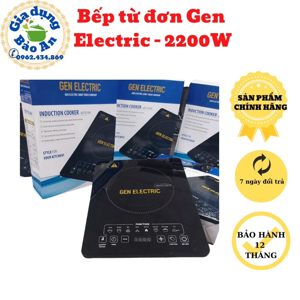 Bếp Từ, Bếp từ đơn Gen Electric A03 màu đen Công suất 2200W Bảo hành 12 tháng Đổi trả 7 ngày