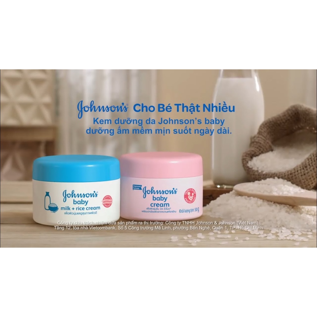 Kem Dưỡng Ẩm Chiết Xuất Sữa Và Gạo Johnson's Milk And Rice Baby Cream 50g - Dùng cho mặt và toàn thân