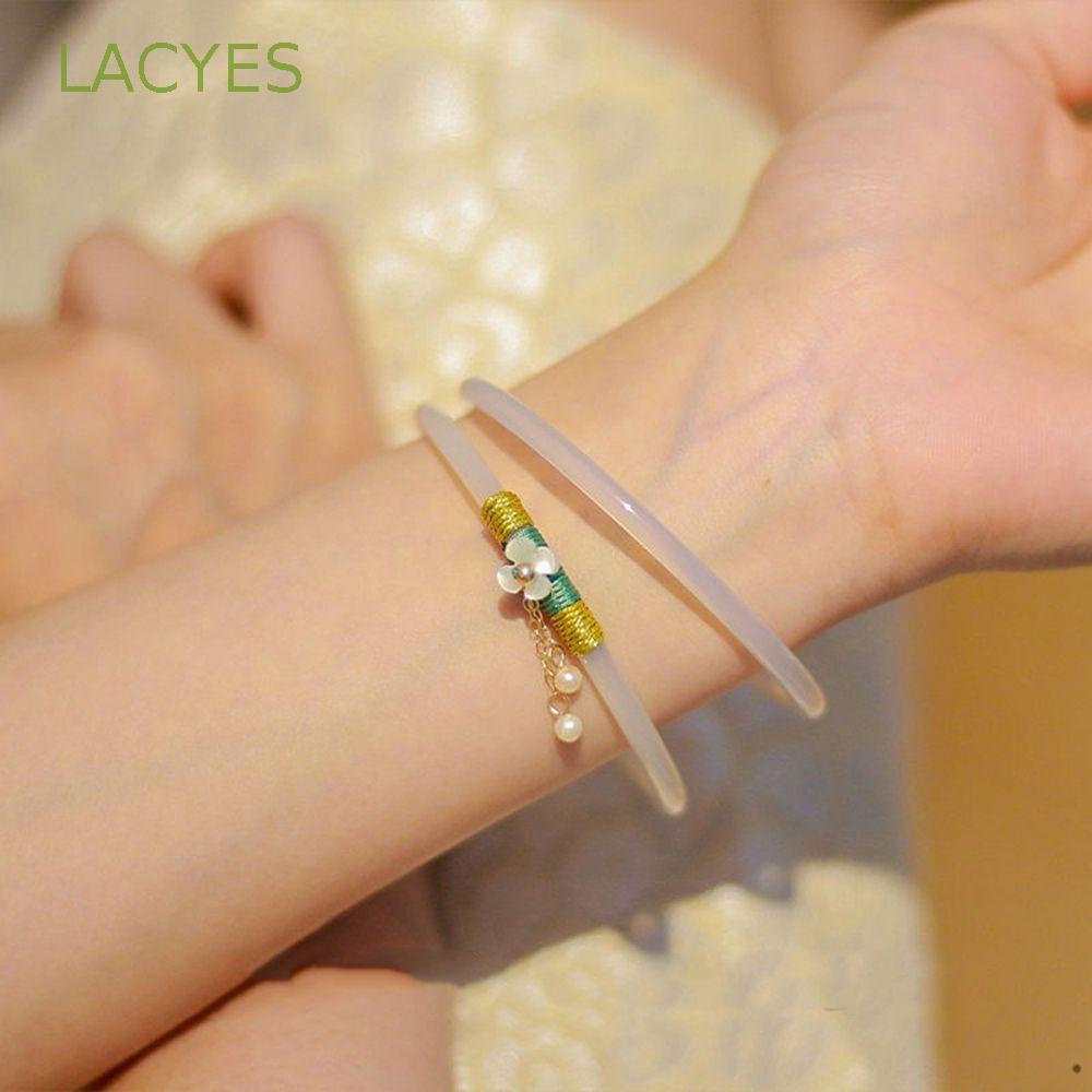 Set 2 Vòng Tay Đính Đá Ngọc Bích Nhân Tạo Phong Cách Trung Hoa Sang Trọng Cho Nữ