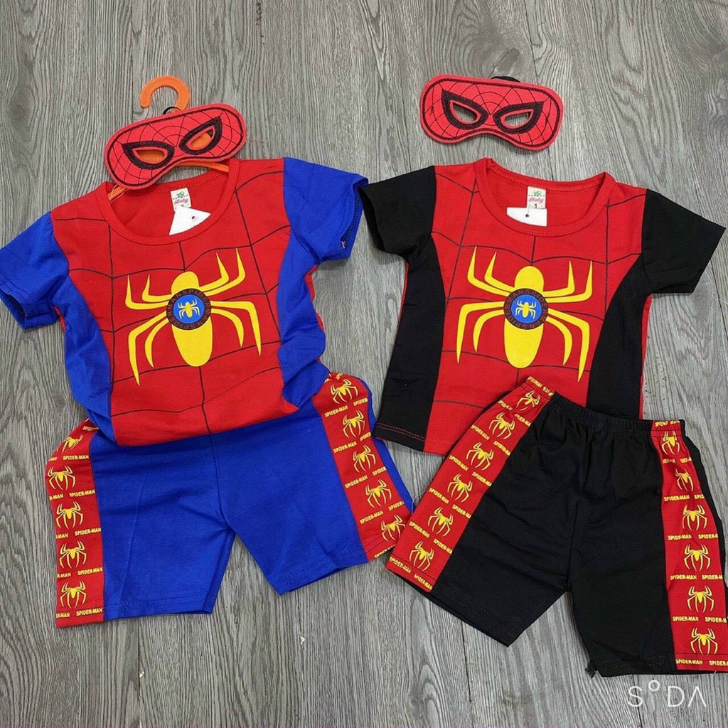 Bộ Quần Áo Siêu Nhân Nhện Cọc Tay Kèm Mặt Nạ
