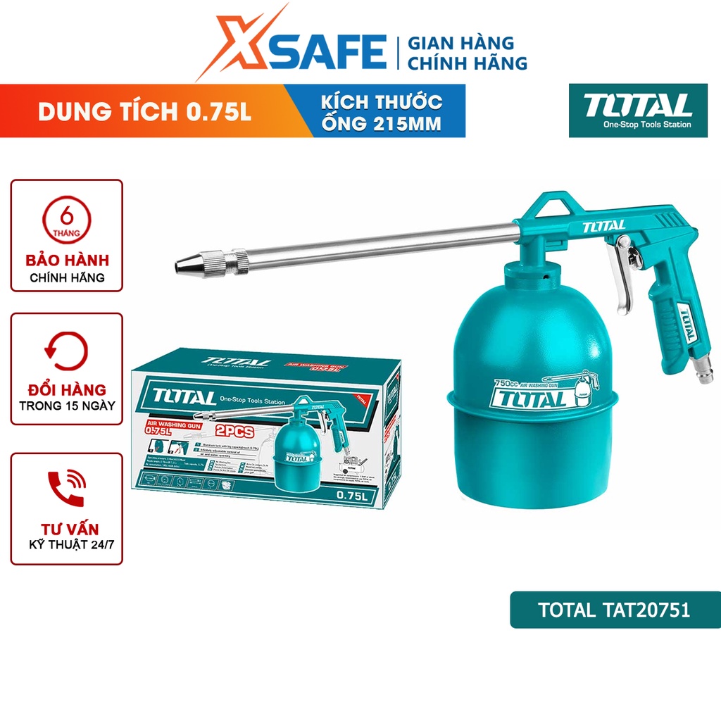 Bình châm nhớt TOTAL TAT20751 3-4bar, chiều dài vòi 215mm, kích thước nhỏ gọn, tay cầm chắc chắn - chính hãng
