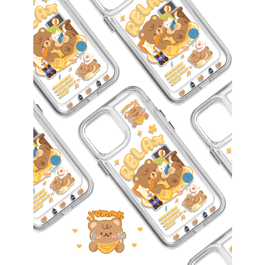 Ốp Điện Thoại Chống Sốc Chống Rơi Họa Tiết Gấu Và cola Cho iPhone 11 13 12 X XS Pro Max XR 12 13