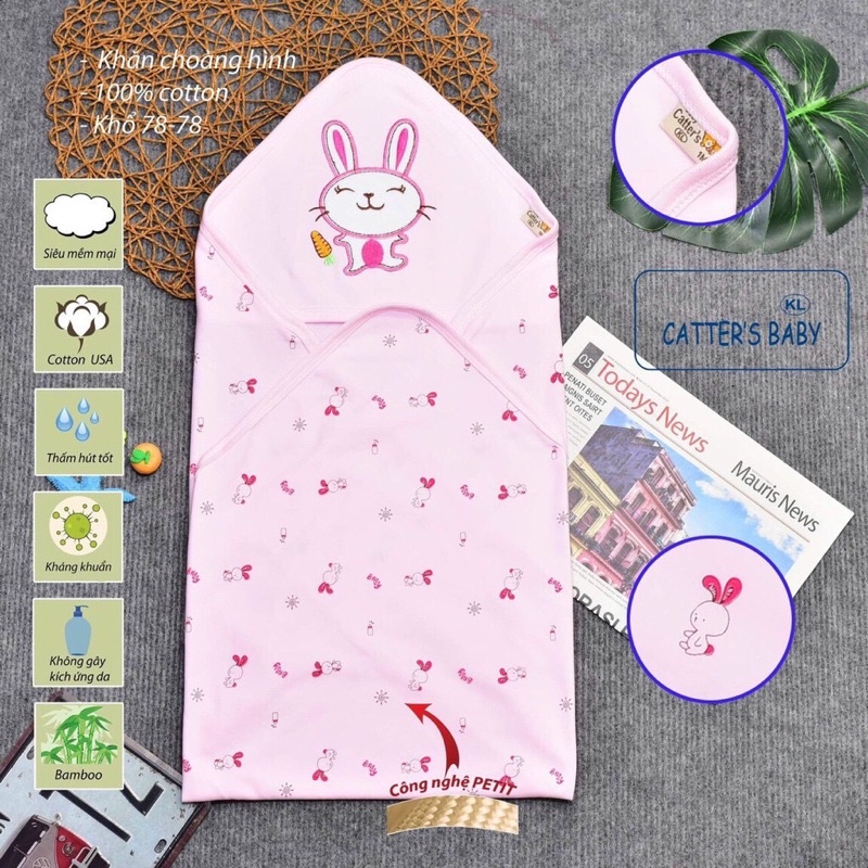 Khăn Ủ Cuốn Bé Vải 100% Cotton Hàng Catter Việt Nam