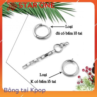 Bông tại bạc s925 khoen tròn dây xích kpop thời trang hàn quốc