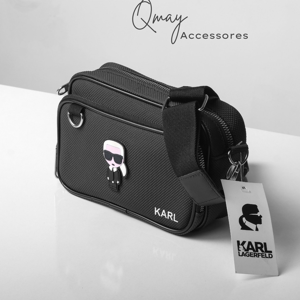 Túi Đeo Chéo Nam Nữ Cao Cấp Mini KARL Chất Liệu Da Si Chống Thấm Size | 22cm x 14cm x 6cm