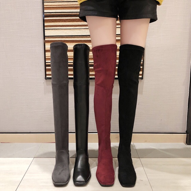 [Sẵn 37] Boots đùi nữ Ulzzang cổ cao da lộn [Order]