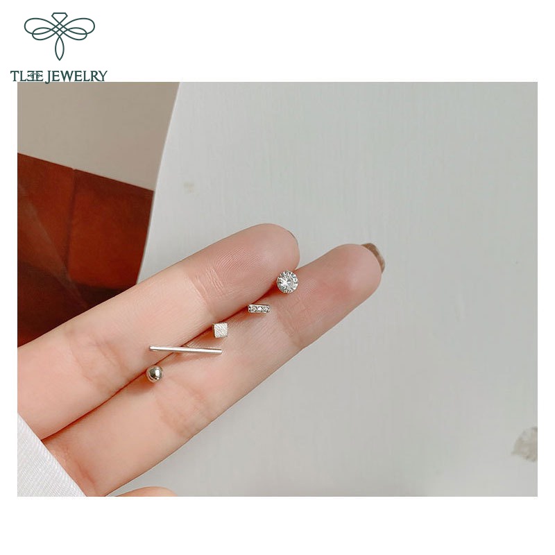 Khuyên tai bạc nữ TLEE Set bông tai 5 món trendy xinh xẻo TleeJewelry B0210