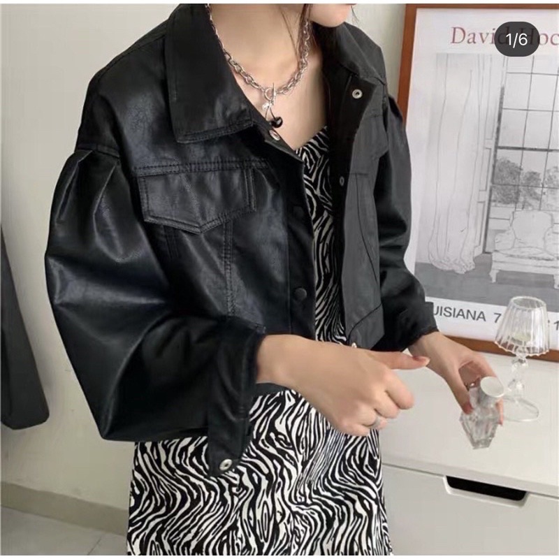 Áo khoác da croptop cá tính sang chảnh dành cho nữ style Ulzzang PHULA