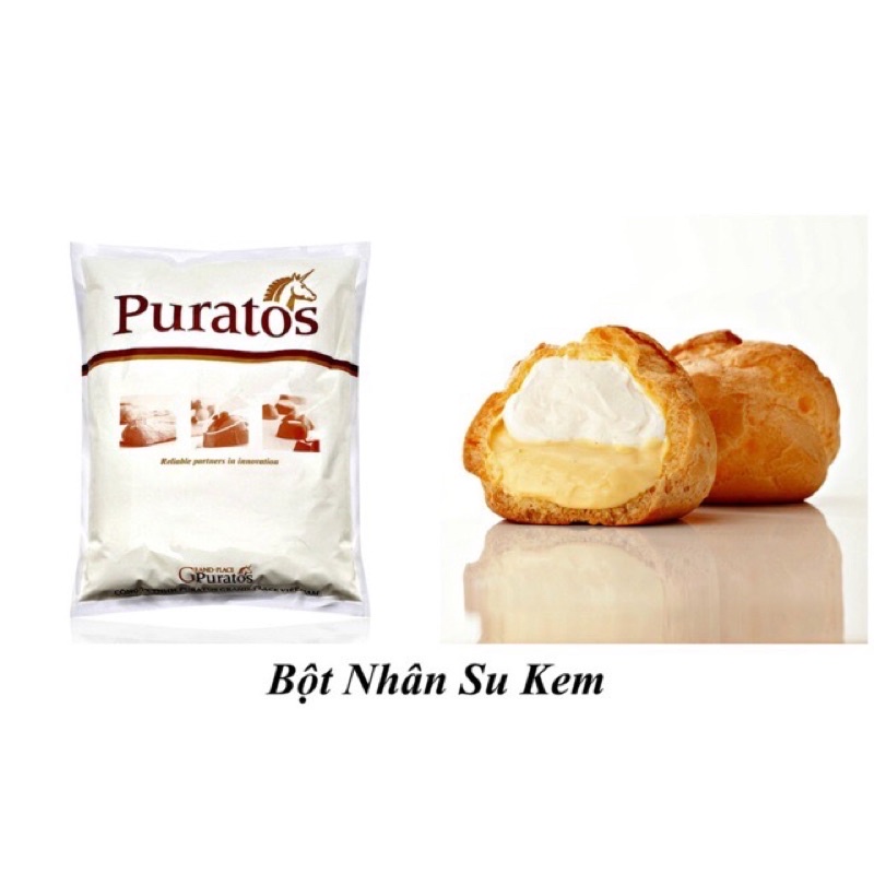 Bột trộn nhân Su Kem Custard Puartos 200gr (tách lẻ gói 1kg)
