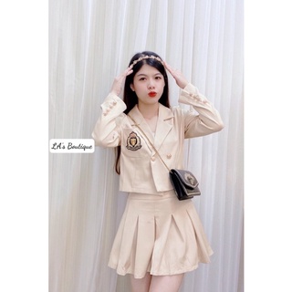 Set vest 2 món logo đen trắng cute