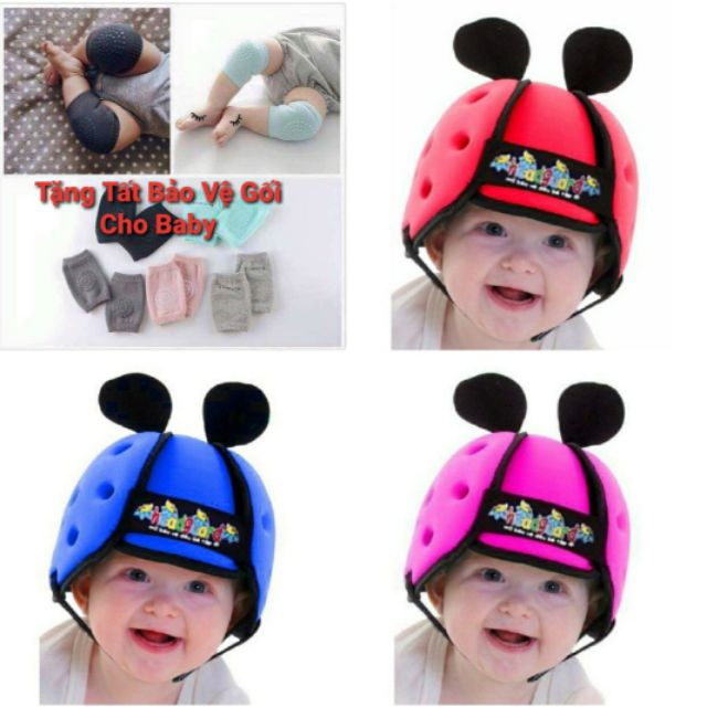 &lt;&lt;ComBo&gt;&gt;Mũ Bảo Hiểm Cho Bé 7 Tháng Đến 4 Tuổi + Free Tất Tập Bò