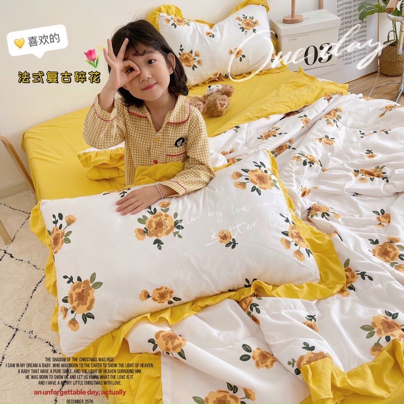 [HOT HOT] Bộ Chăn Ga Gối Cotton Đũi Bèo Chăn Chần Hè Cao Cấp Mẫu Mới 2021