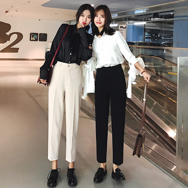 Quần vải nữ lưng cao Style Hàn Quốc chất vải cát Hàn - Dáng đứng lưng cao - Forrm trơn cực dễ phối đồ | BigBuy360 - bigbuy360.vn