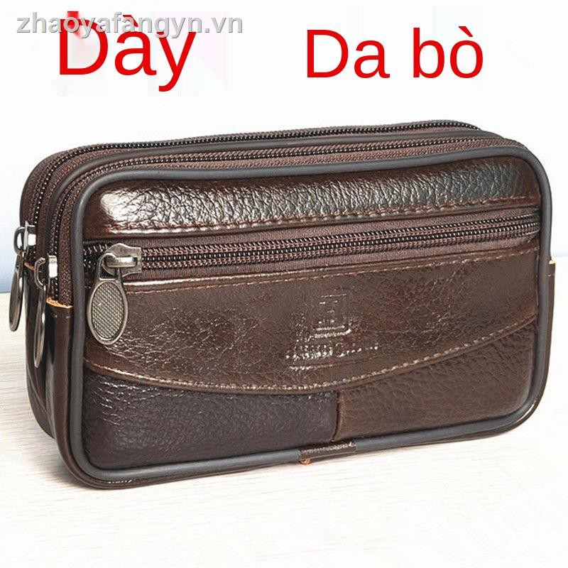 Túi Da Bò Đựng Điện Thoại Đeo Thắt Lưng Dạng Dọc Hai Lớp Chống Mài Mòn Kích Thước 6 inch 7 inch