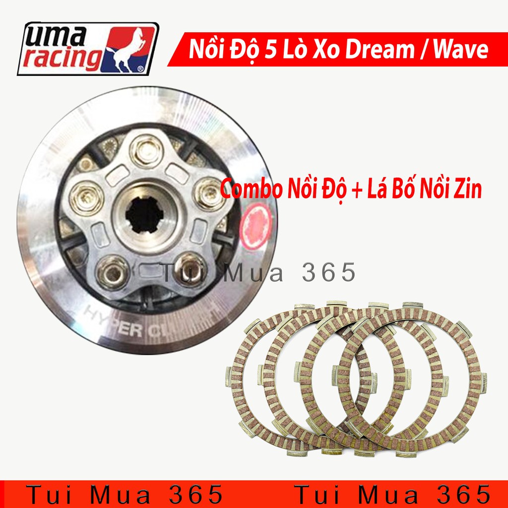 Nồi Độ Uma Racing 5 Lò Xo Dùng Cho Dream, Wave Kèm Bộ Lá Bố Nồi