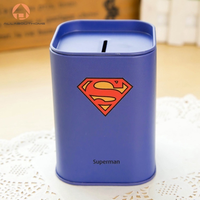 Hộp để dành tiền họa tiết hình superman superhero dùng cho trẻ nhỏ hoặc văn phòng