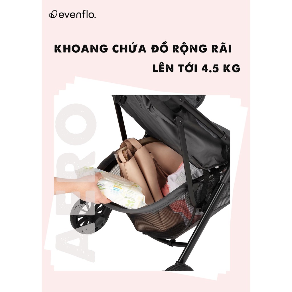 Xe đẩy du lịch Evenflo Aero siêu nhẹ bé dùng sơ sinh tới 6 tuổi