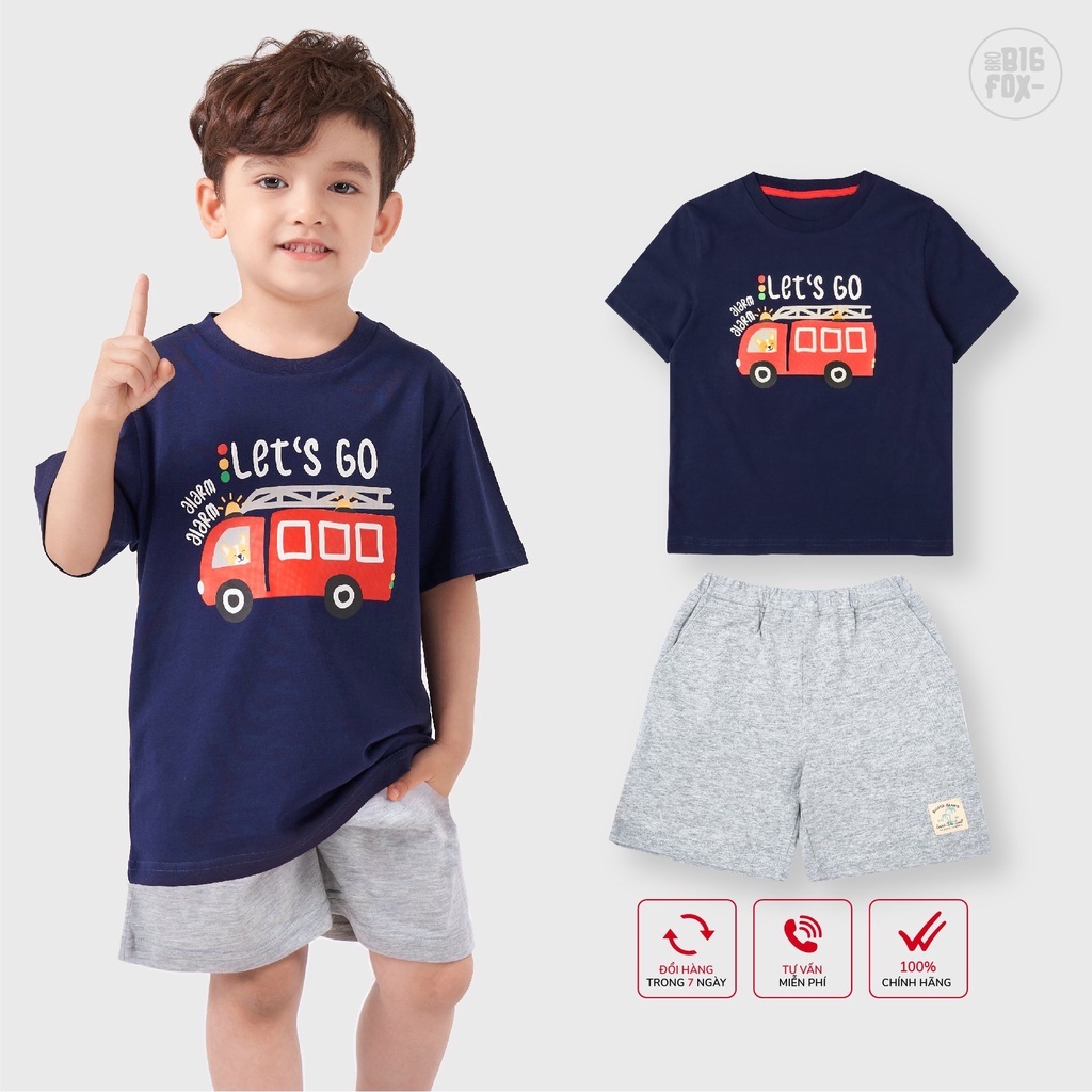 Bộ Quần Áo Bé Trai Cộc Tay Bigfox Mặc Mùa Hè Chất Cotton Hình In Động Vật, Online 01