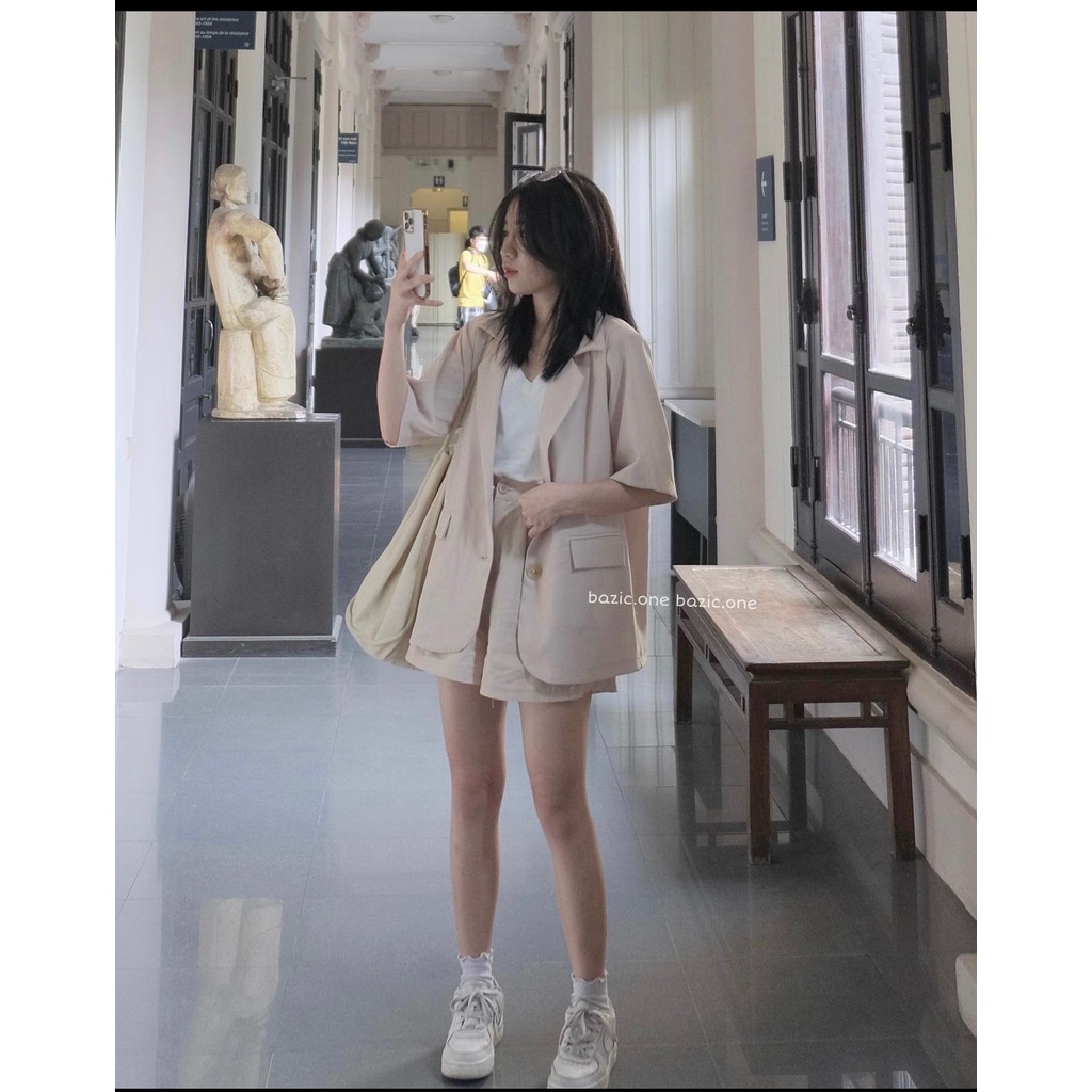 Set áo vest nhiều màu kèm quần short đùi phong cách công sở Hàn Quốc trẻ trung lịch sự | BigBuy360 - bigbuy360.vn