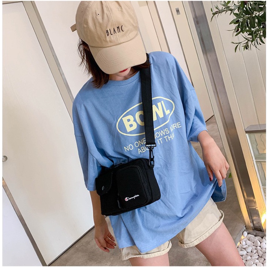 Túi chéo bao tử nam &amp; nữ unisex đeo vai xách đeo bụng đẹp đi chơi, đi học chất canvas CHAMPION VER 1  | steven