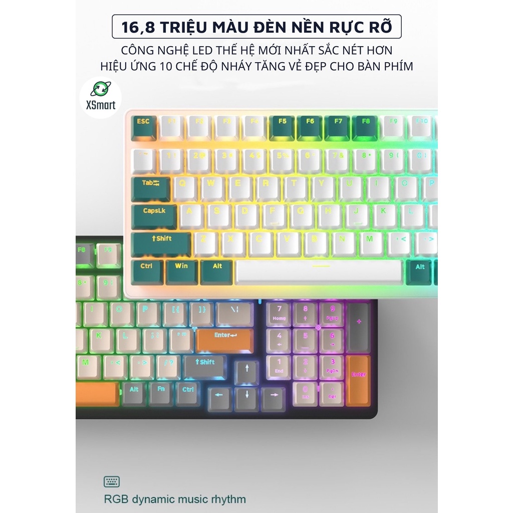 Bàn Phím Cơ Cao Cấp K3 Premium Gaming Nhiều Chế Độ Led Cực Đẹp, Trục Cơ Học Red Switch Dùng Cho Máy Tính, Laptop