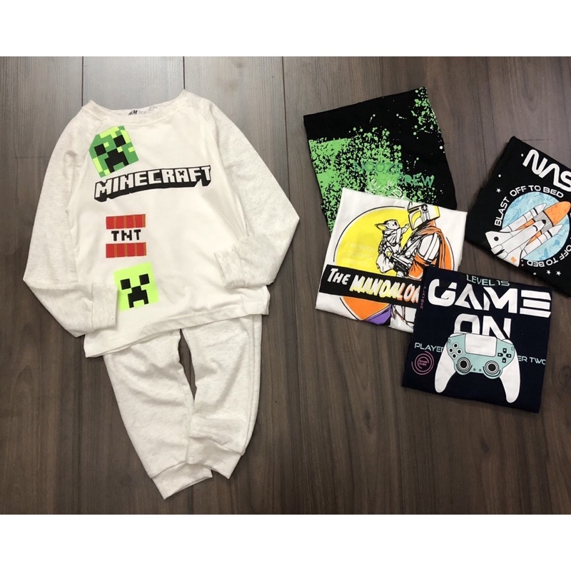 Bộ dài tay in hình hm cho bé trai dòng lớn size từ 22-48 cân