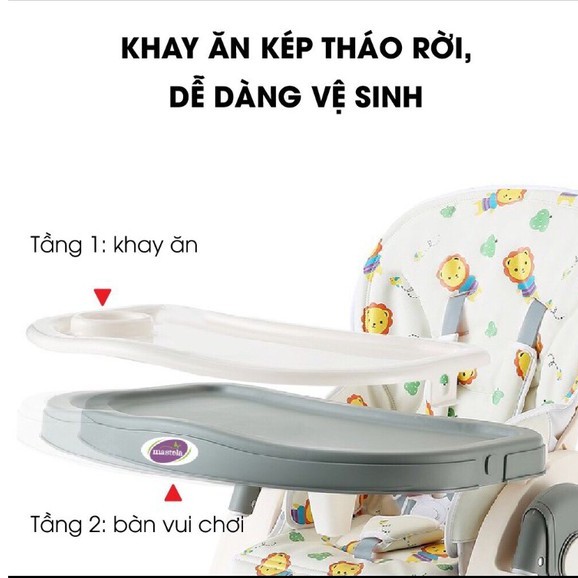 Ghế ăn dặm đa năng cho bé Mastela 1015 có 7 mức nâng hạ độ cao, 3 chế độ ngả, dùng cho bé từ 4 tháng - 5 tuổi