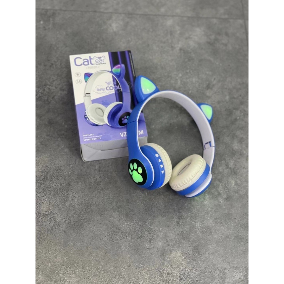 Tai nghe bluetooth Beartek tai mèo chụp tai VZV- 23M đèn led đổi màu gaming - Bảo hành 1 đổi 1