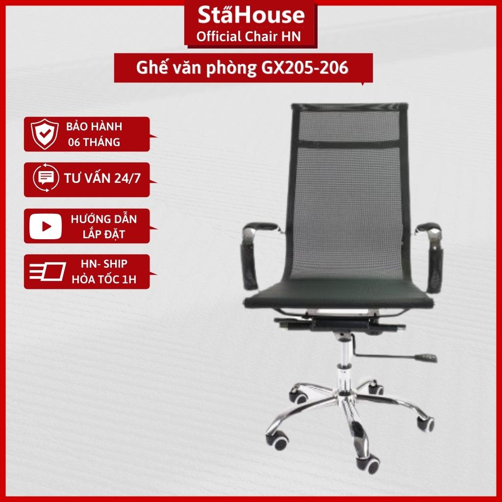 Ghế Văn Phòng Lưng Lưới Chân Xoay GX205-206, Ghế Làm Việc Stahouse Official Chair HN