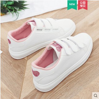 Giày trắng nữ Velcro phiên bản Hàn Quốc