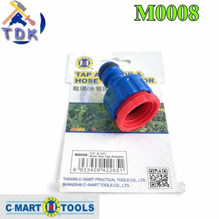 Đầu nối ống nước nhanh C-Mart M0008 lắp vào ren ngoài 21mm hoặc 27mm