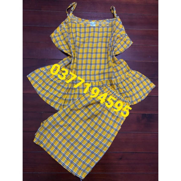 Đồ bộ 2 dây ngắn mặc ngủ vải châu tôn tole/lanh họa tiết tươi mát, thấm hút mồ hôi