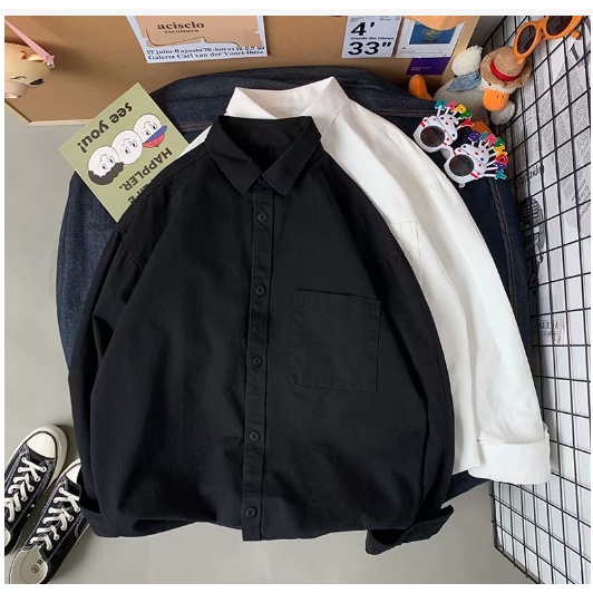 Áo Sơ Mi Cổ Bẻ chất cotton Form Rộng Chất Đẹp Siêu Hot Sơ mi unisex nam nữ đều mặc được