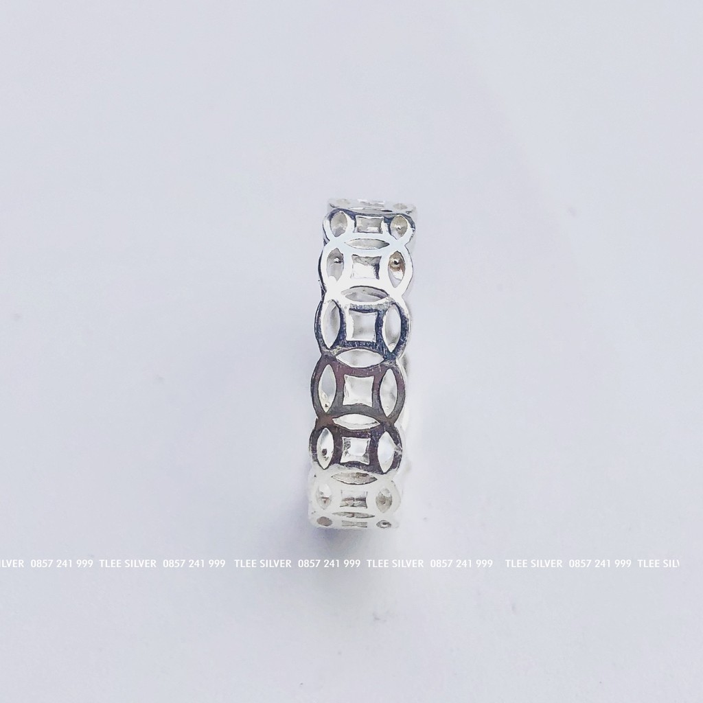 Nhẫn bạc Tlee, nhẫn kim tiền trơn basic- TleeSilver